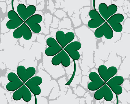 Four-leaf seamless clover shamrock green plant 3D image design background template