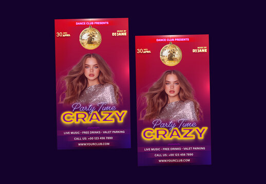 Crazy Party Time, Editable Social Media Story for Club, Disco and Upcoming Night Parties.