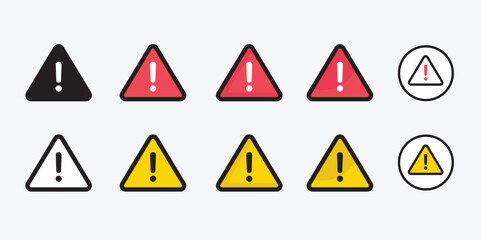 Caution alarm set. Danger sign collection. STOP sign. Warning stop signs.