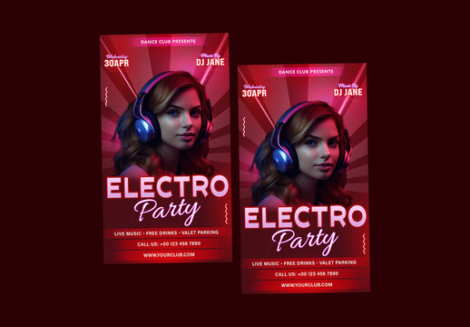 Electro Party, Editable Social Media Story for Club, Disco and Upcoming Night Parties.