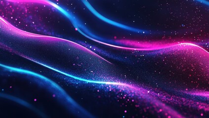 Obraz premium Ethereal Waves of Colorful Light and Sparkles Dancing in the Darkness, Abstract Fantasy Background for Creative Projects and Digital Art