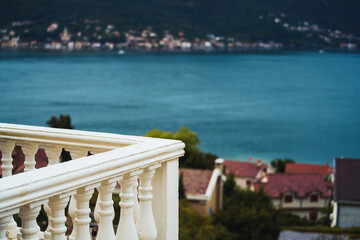 Fototapeta premium Coastal view from a white terrace