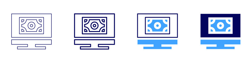 Web browser​ icon in 4 different styles. Thin Line, Line, Bold Line, Duotone. Duotone style. Editable stroke