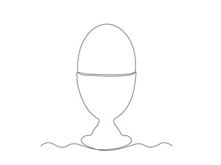 Abstract breakfast soft boiled egg on a stand, continuous single one line art hand drawing sketch logo