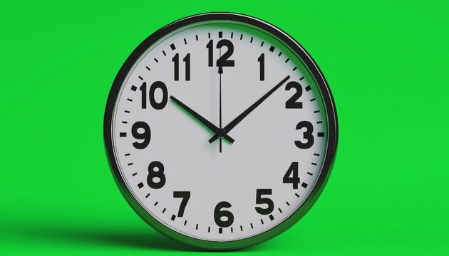 Clock Face Against Green Screen Background