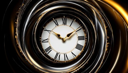Clock Face With Swirling Golden Light