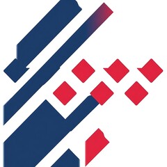 Minimalist Geometric T-Shirt Design in Navy Blue and Crimson on White Background