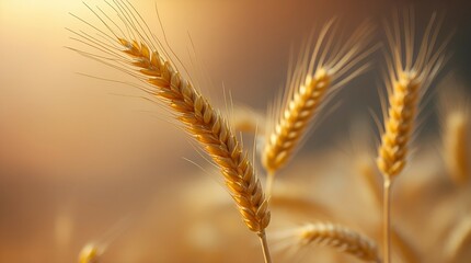 Obraz premium Detailed close-up of a single wheat stalk in warm tones