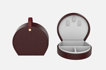 Jewelry Necklace Case Mockup Isolated On White Background.3d illustration