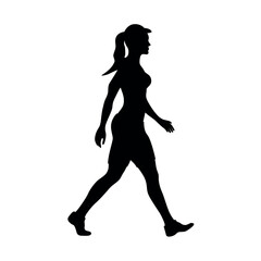 Walking woman silhouette. Stylish and confident female figure vector.