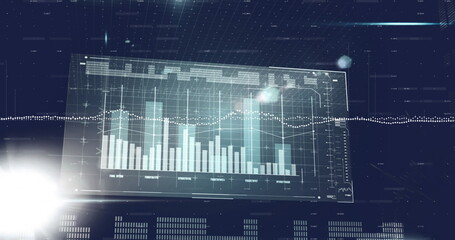 Image of financial data processing over dark background