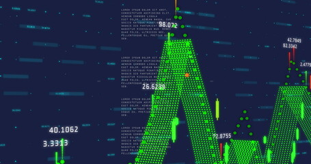 Image of financial data processing over dark background