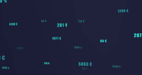 Image of financial data processing over dark background
