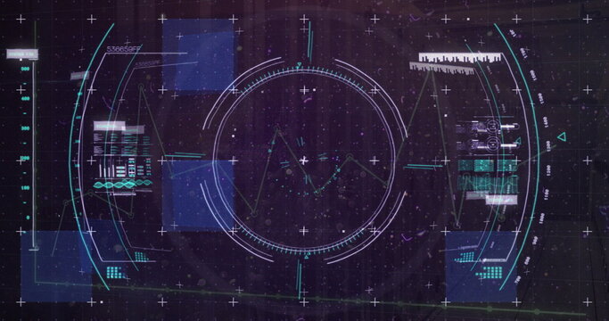Image of scope scanning and data processing over black background
