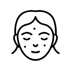 Woman with acne and skin issues line icon