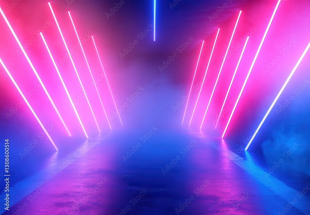 Poster illuminated abstract space with neon lights and fog creating a futuristic atmosphere for creative pr
