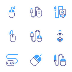 Mouse icon set. Bold line style. Duotone colors. Editable stroke. mouse, wireless mouse, computer mouse