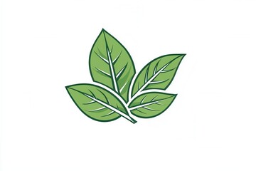 Naklejka premium Minimalist basil leaf logo design showcasing clean line art and fresh green tones for herbal branding purposes
