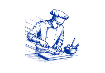 Chef hand drawn sketch illustration vector