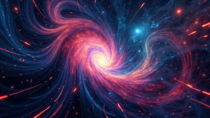 Digital vortex visuals, Cosmic digital vortex with neon fractals galactic holograms futuristic energy in saturated brightness