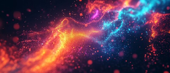 Red and blue nebula swirls in space