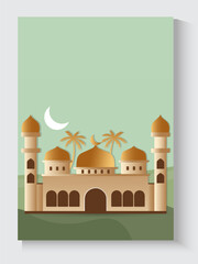 greeting cards banner Ramadan and Eid background with copy space,Eid Al-Fitr Mubarak, Ramadan Kareem slamic Style night Background Collection Set with green,blue,purple,yellow color Arabic Ornaments