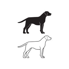 Golden retriever, line art, vector illustration template