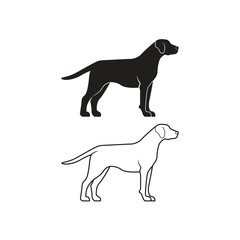 Golden retriever, line art, vector illustration template