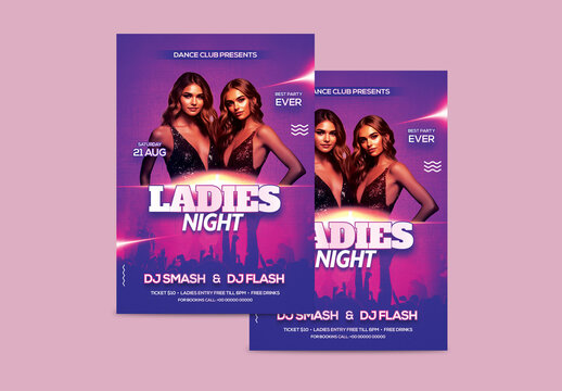 Ladies Night Party, Editable Flyer or Poster Design for Club, Disco and Upcoming Night Parties.
