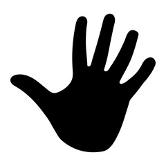 Sleek Black Open Hand Friendly Gesture in Simple Silhouette