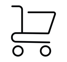 Shopping cart icon. Shopping trolley in outline. shopping carts, symbolizing retail, purchasing, and consumer goods in commerce. Editable stroke.
