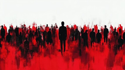 Colorful silhouette pf person standing in monochrome crowd of different people,surreal unique and different concept,loneliness in society,shadow,freedom,Love,be yourself,Stand out from the crowd.