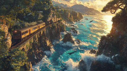 Breathtaking Image of a Train Traveling Along a Scenic Railway Route (Version 2)