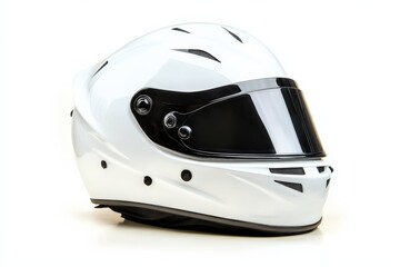 Fototapeta premium White Racing Helmet on White Background.