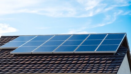 "Modern House Roof with Solar Panels Harnessing Solar Energy"