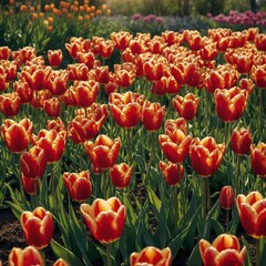 Obraz premium red and yellow tulips