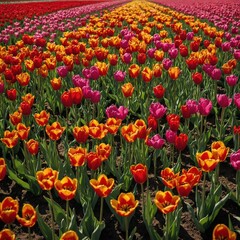Fototapeta premium field of red tulips