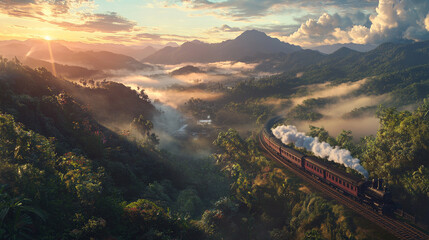 Nostalgic Scene of a Vintage Steam Locomotive in Motion (Version 12)