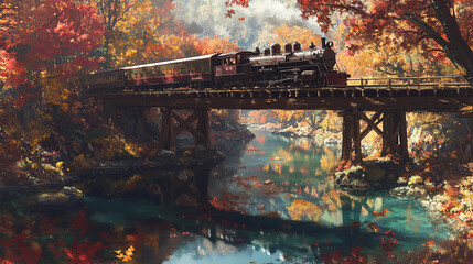 Hyper-Realistic Image of a Rustic Diesel Train on the Tracks