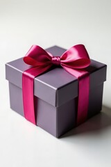 Obraz premium Elegant chocolate gift box with satin ribbon, isolated , ribbon, cocoa, closeup