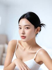 맑고 깨끗한 화장품 여성 모델