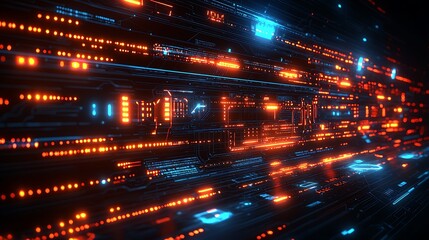 Fototapeta premium Futuristic Data Stream Corridor.
