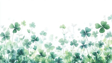 Watercolor clover isolated on white background, Lucky clover leaves with four leaf,Clover flowers background,Patricks day watercolor clipart,Spring flower pattern,St. Patrick s day seamless pattern.