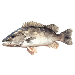 Fototapeta premium Detailed illustration of a fish, showcasing its scales and fins against a black background.