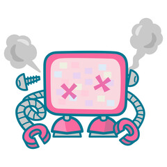 故障するテレビモニタータイプのロボット