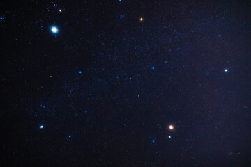 Real Milky way stars and constellations photographed with a wide angle lens from a dark countryside location.