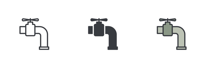Faucet or water tap different style icon set