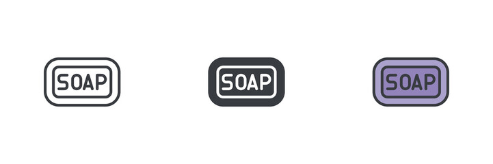 Soap bar different style icon set