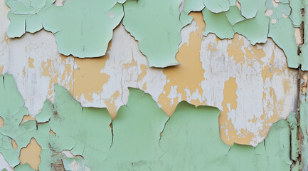 Fototapeta premium Colorful cracked wall texture with peeling paint 