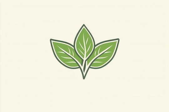 Minimalist basil leaf logo design featuring geometric shapes and clean line art in fresh green tones for herbal branding
